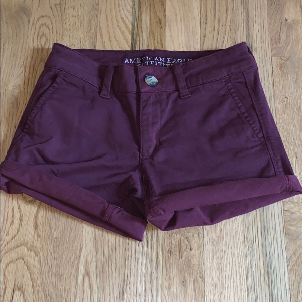 American Eagle Size 0 Dark Red Shorts